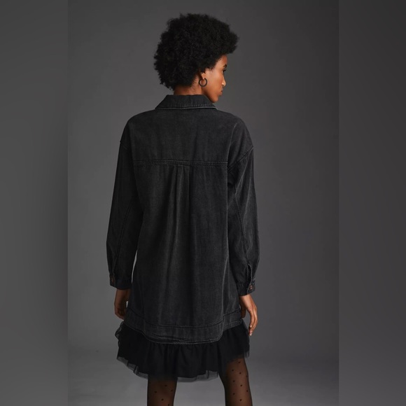 Anthropologie Pilcro Tulle & Denim Shirt Dress - Picture 3 of 15